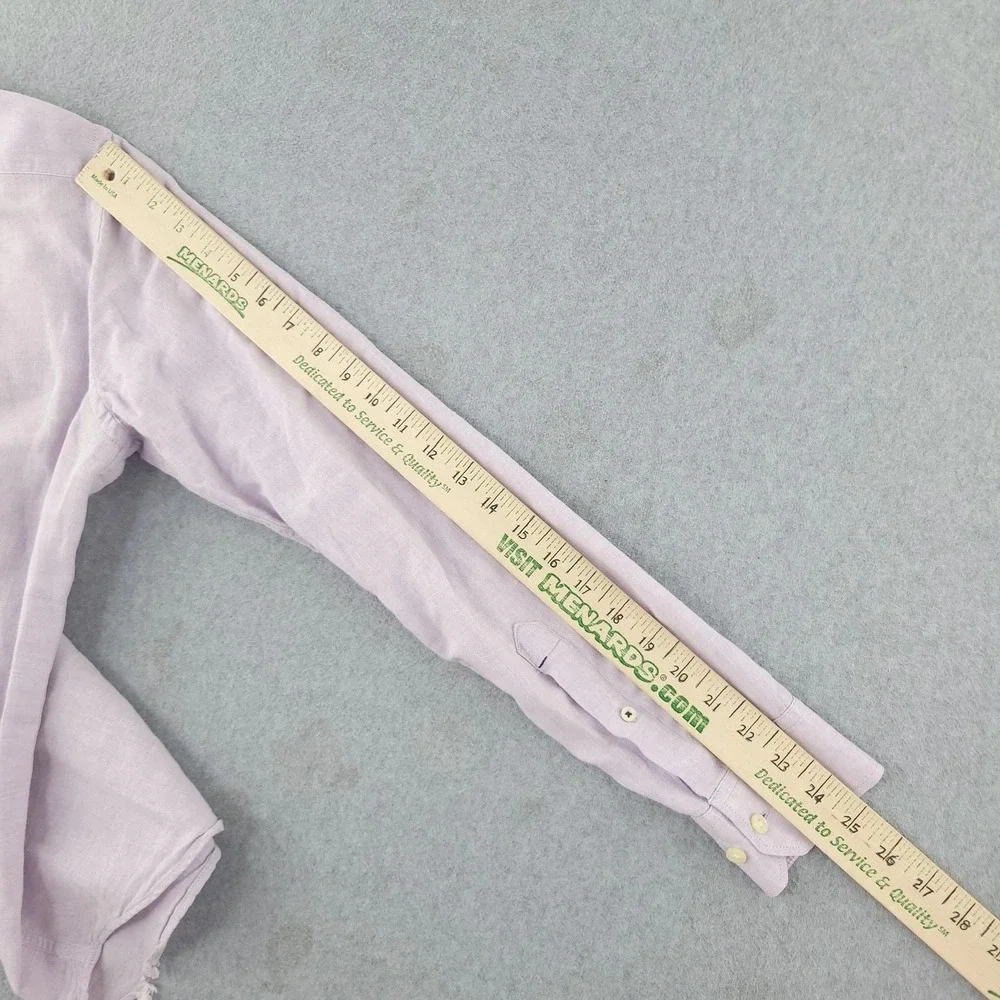 Banana Republic Shirt Mens S Purple Solid Long Sleeve Button Up Linen Cotton